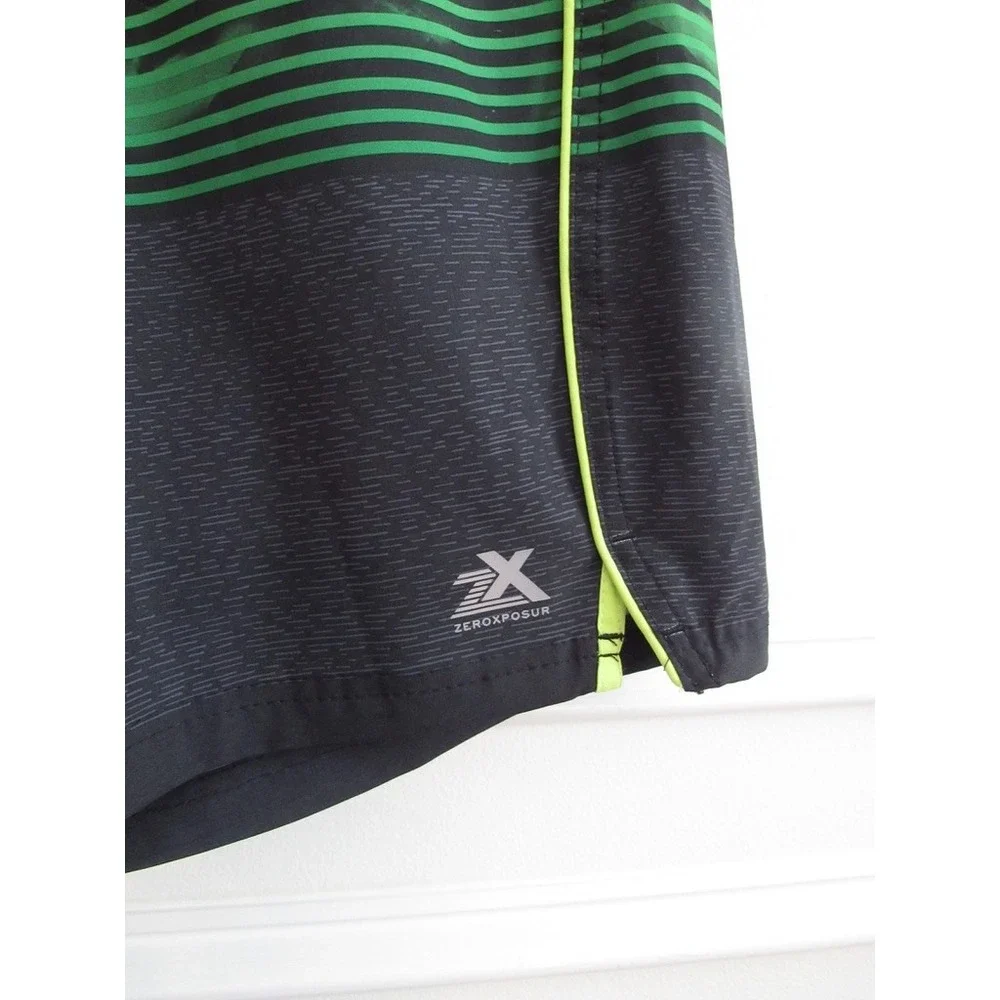 ZeroXposur Mens Swim Trunks Medium Green Black Stretch Board Shorts NWT